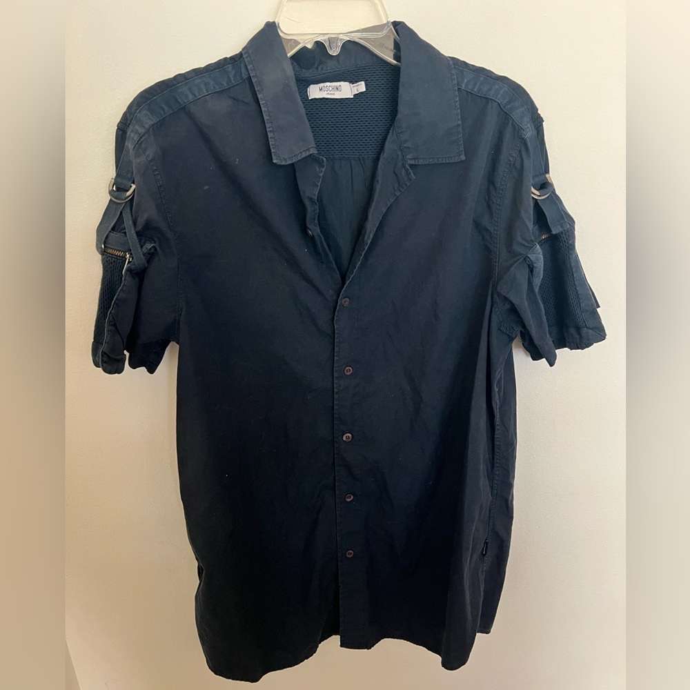 Moschino Jeans Light Denim Button Up Cargo Shirt